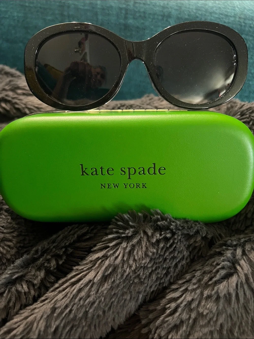 kate spade Black glittery oversized oval Sunglasses - full inclusion